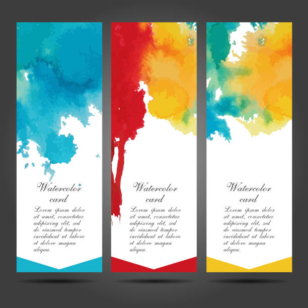 istock Three vector business cards template with hand painted watercolor brush 481471000