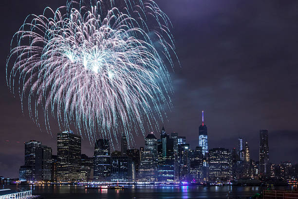 istock Independence Day With Fireworks in New York City 481471134