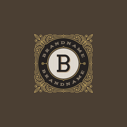 Vintage Monogram Logo Template Stock Illustration - Download Image Now