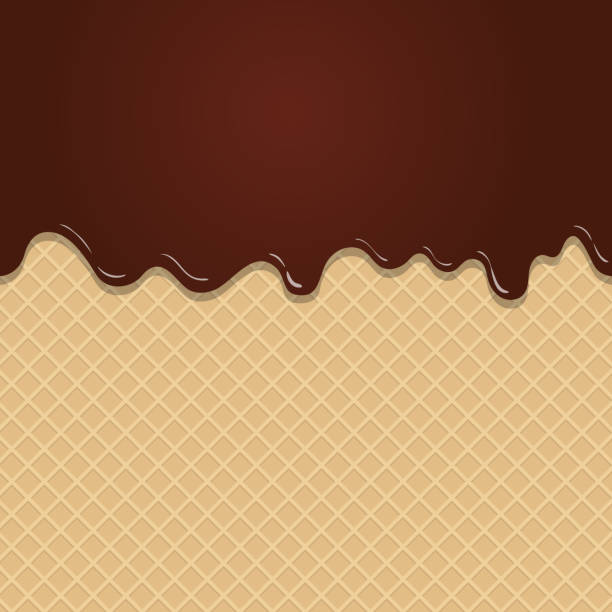 ilustrações, clipart, desenhos animados e ícones de em um wafer de chocolate amargo derretido fundo ilustração em vetor - backgrounds candy close up collection