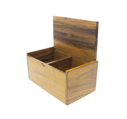 open wooden box isolated