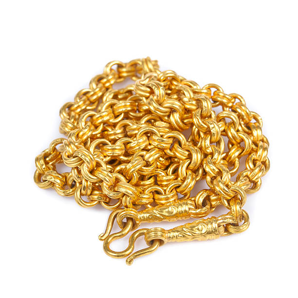 istock Golden necklace isolated on white 481475674