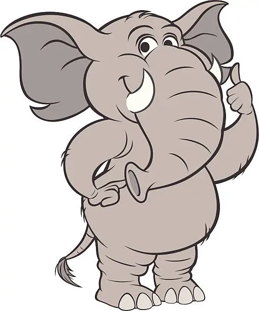 Vector illustration of Elephant - Thumbs Up