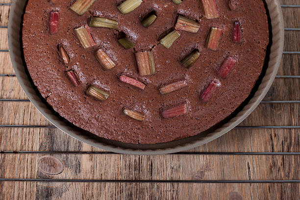 istock Chocolate cake with rhubarb 481478226