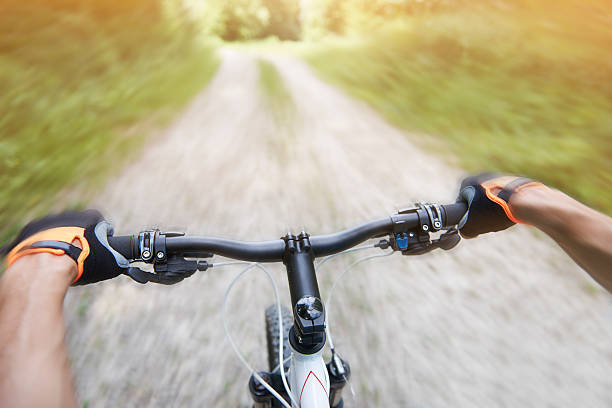 istock Rapid ride from the hill on the bike 481479758