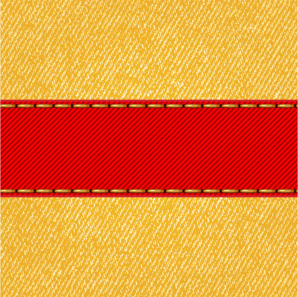 Fabric texture with label ribbon. Vector Fabric texture with label ribbon. Vector illustration Stitch stock illustrations