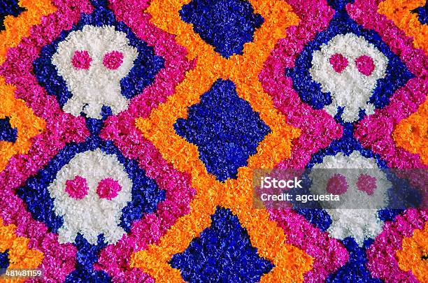 Day Of The Dead Flowers Mural Stock Photo - Download Image Now - Day Of The Dead, Religious Offering, Mexico