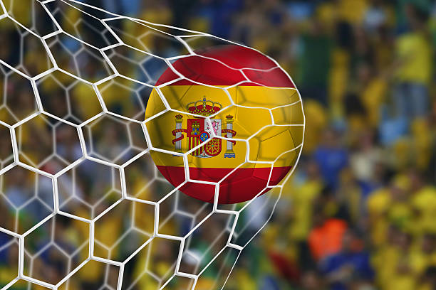 istock Spanish ball flies into the net game 481482081