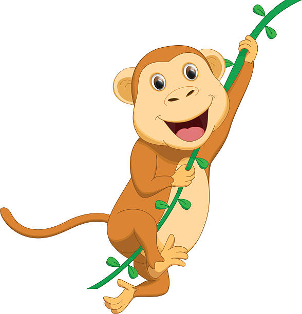 Cute Monkey Cartoon Hanging Stock Illustration - Download Image Now - 2015,  Activity, Animal - iStock
