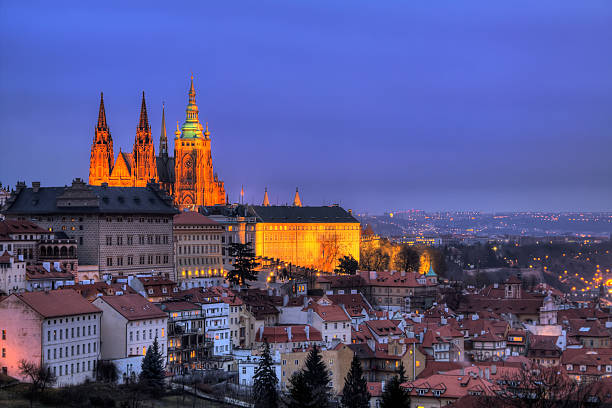 istock Night Prague with gothic Castle, Czech Republic 481482836
