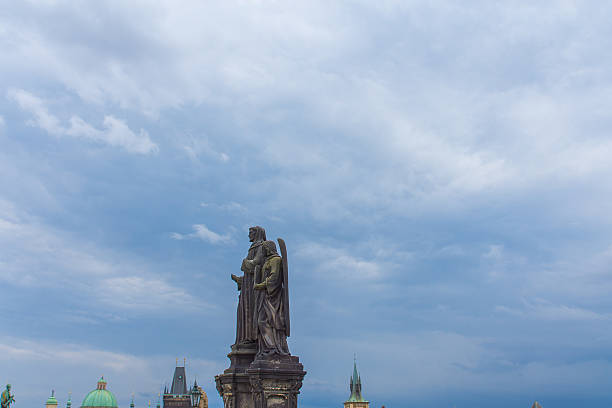 Charles Bridge and statues, Prague. stock photo