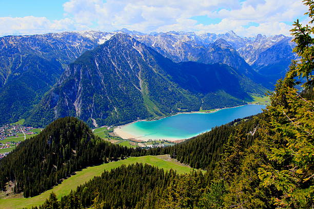 Achensee blue lake from Rofan Mountains - Tirol, Austria.
