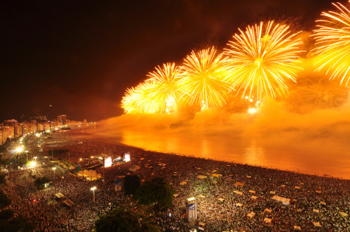 More than 2 million people attended 2013-2014 New Year´s Eve celebration on Copacabana beach in Rio de Janeiro, Brazil. The celebration included amazing firework show that lasted 16 minutes and 3 stages with live music concert. The fireworks were set off from 11 barges positioned 300 m from the beach. 