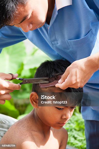 Indian Children Getting Haircuts Older Boy Cuts Younger Childs Hair Stock  Photo - Download Image Now - iStock