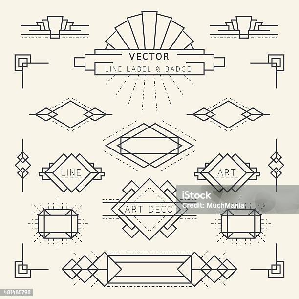 Ilustración de Habitación De Estilo Art Decó De Línea Y Geométricas Etiquetas Y Monocromo De Tarjetas y más Vectores Libres de Derechos de Arte Decó