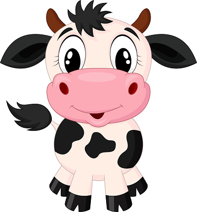 Cute Cow Cartoon Stock Illustration - Download Image Now - Animal, Black  Color, Cartoon - iStock