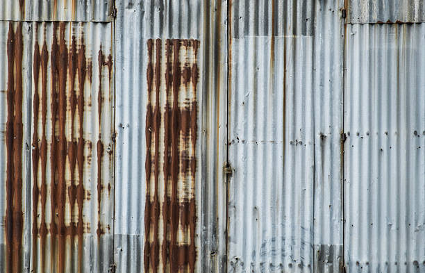 istock Old rusty zinc wall and door exterior 481491282