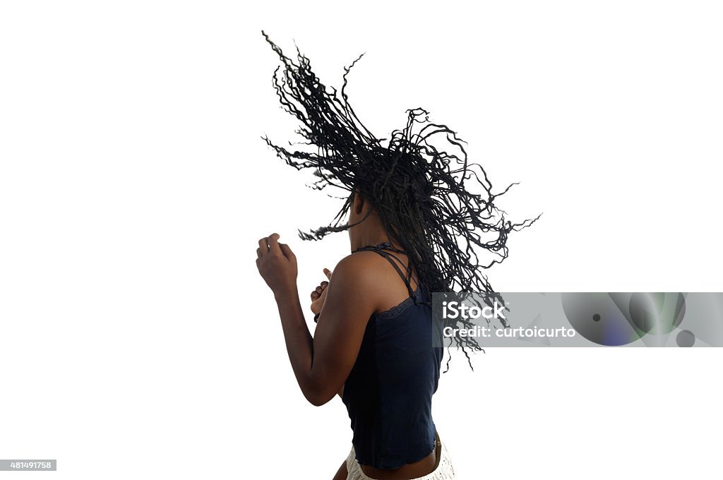 young woman dancing White Background Stock Photo