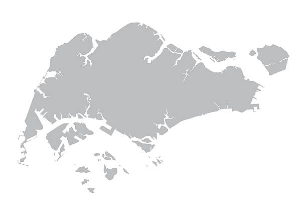 grey map of Singapore grey vector map of Singapore singapore map stock illustrations