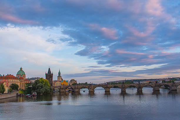Amazing Sunset in Prague. stock photo