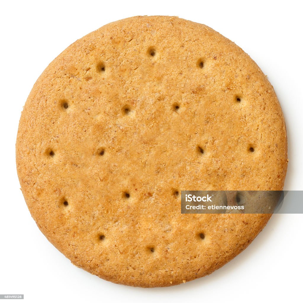 Round sweetmeal digestive biscuit isolated from above. Digestive Biscuit Stock Photo