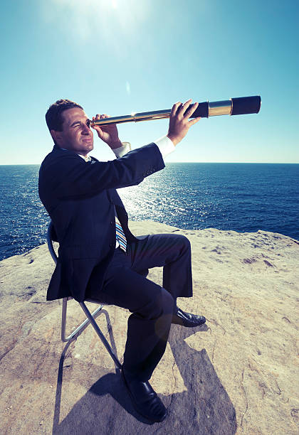 istock Vision concept. Calm businessman surveys the future 481497009