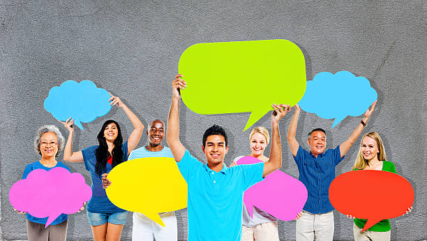 istock Diversity People Holding Colorful Speech Bubbles Concept 481499076