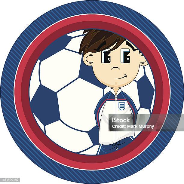 Мультяшный Мальчик Персонажей Футболе — стоковая векторная графика и другие изображения на тему Club Soccer - Club Soccer, Kids' Soccer, Women's Football