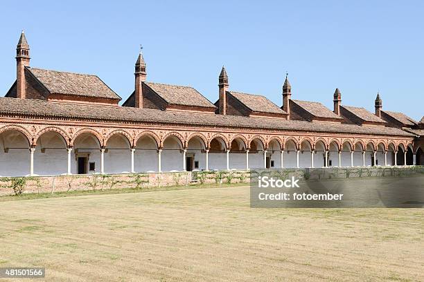 Charterhouse Of Pavia Certosa Di Pavia Italy Stock Photo - Download Image Now - 2015, Abbey - Monastery, Architecture