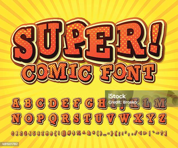 Comic Font Alphabet In Style Of Comics Pop Art Stock Illustration - Download Image Now - Alphabet, Comic Book, Pop Art