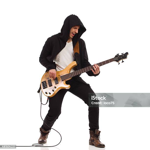 Male Guitarist With Bass Guitar Stock Photo - Download Image Now - Bass Guitar, Men, Guitarist