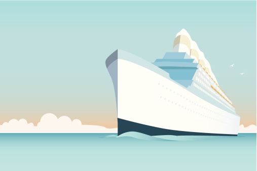Vintage Cruise Ship vector Illustration