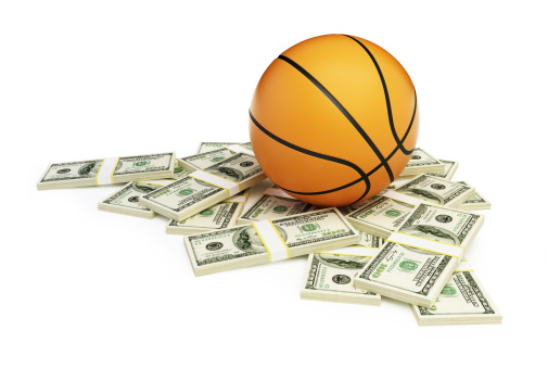 basketball ball dollar on a white background