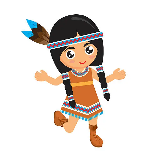 Vector illustration of Girl American Indian Dance1