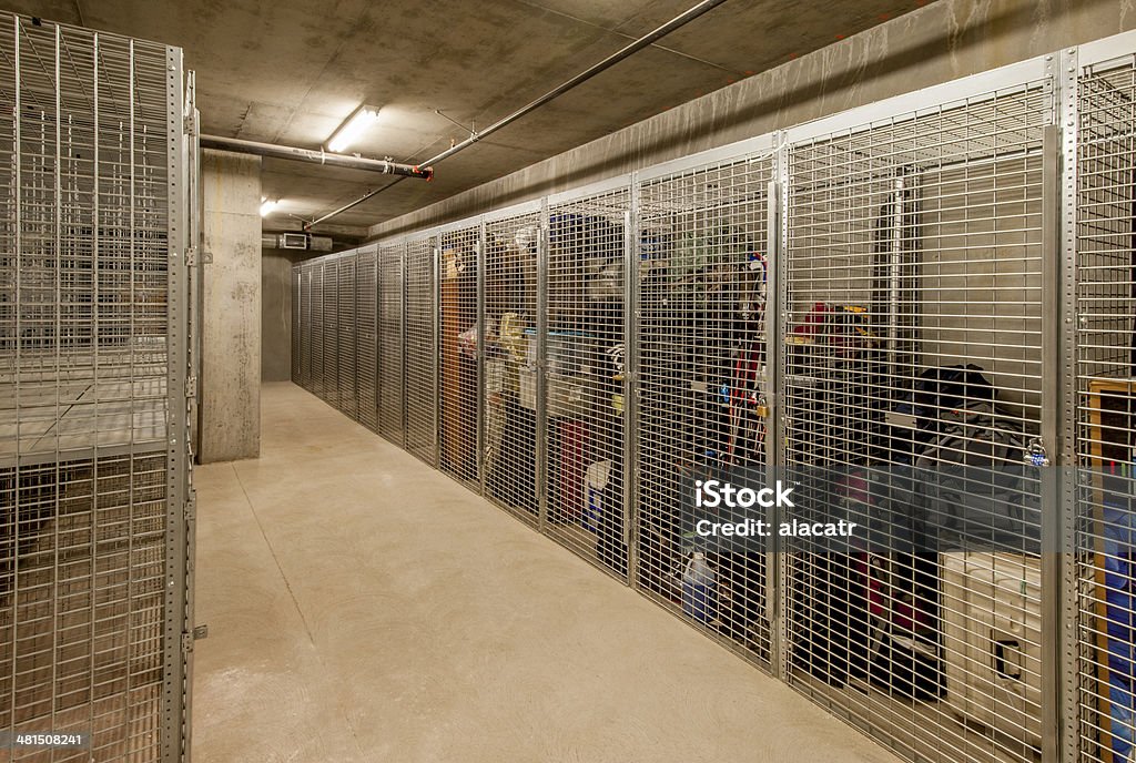 Secure Storage Area Secure storage area for residents of an apartment building. Apartment Stock Photo