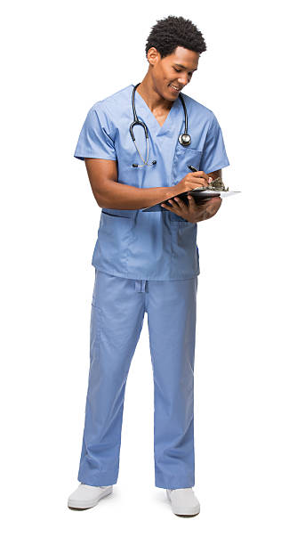 istock Young latin surgeon witing on clipboard 481510207