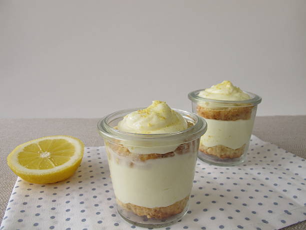 istock Lemon curd cream cake in glass 481510326