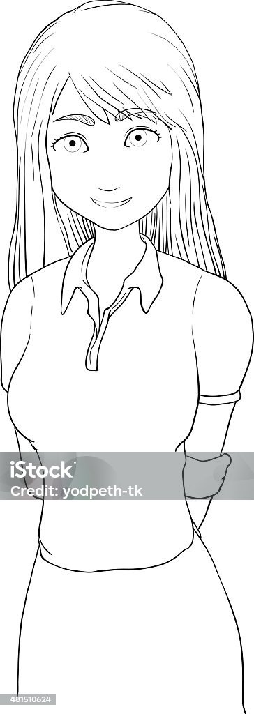 Ilustración de Vector Diseño De Trazado De Mujer Bonita Sonriente Para  Colorear Libro y más Vectores Libres de Derechos de 2015 - iStock