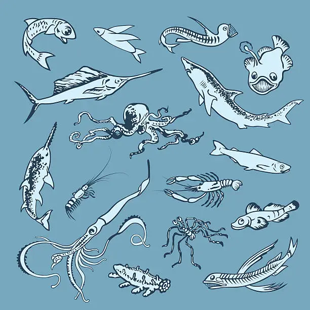 Vector illustration of Fish2col