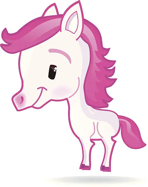 Vector illustration of pink cute foal.