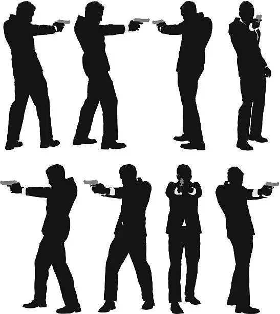 Vector illustration of Businessman with gun