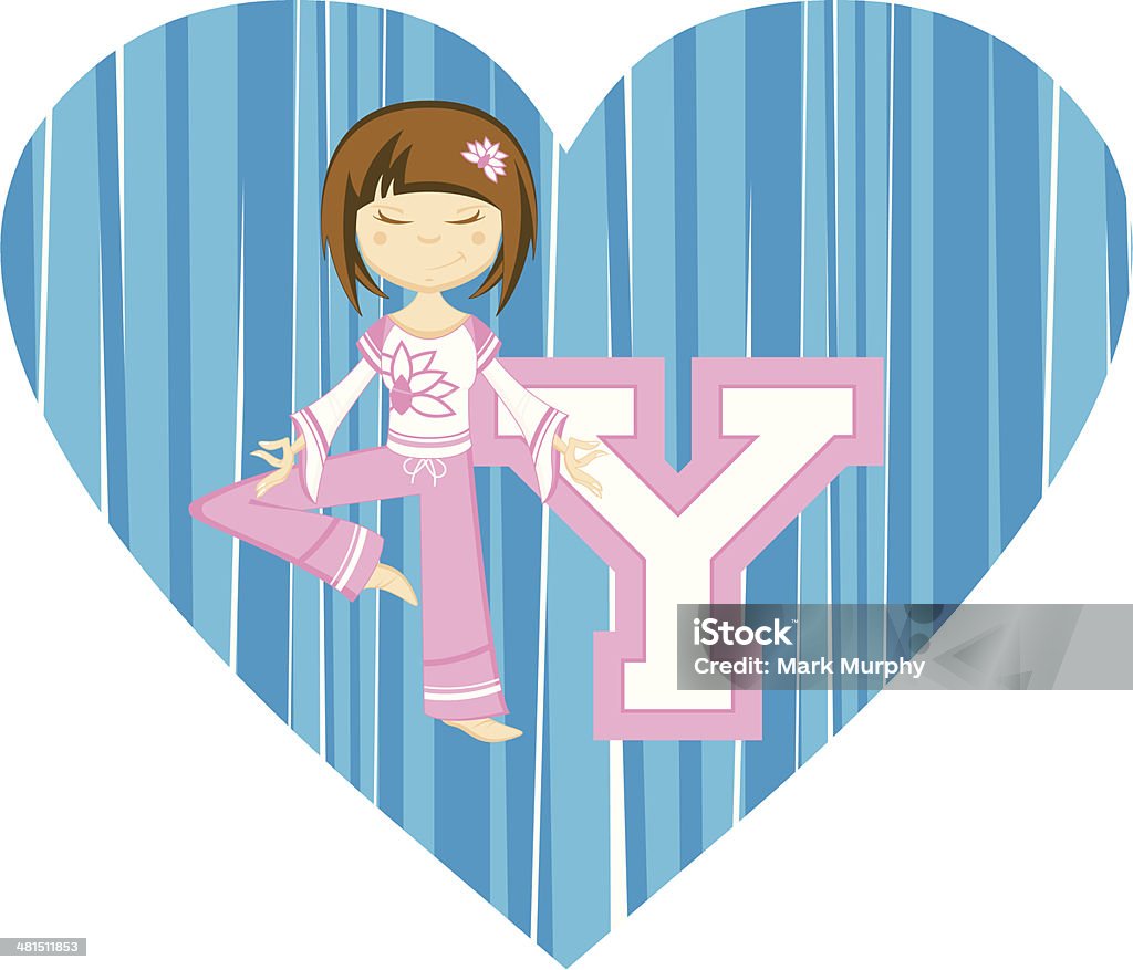 Adorable petite fille Yoga Illustration - clipart vectoriel de Adulte libre de droits