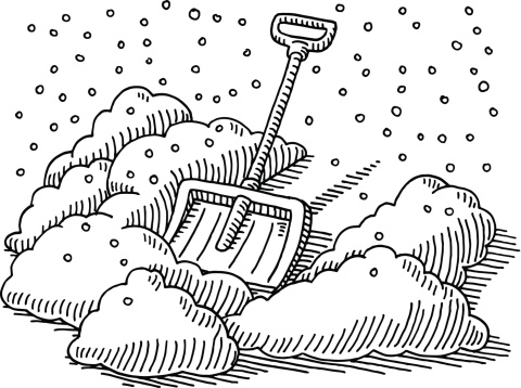 Snow Shovel Winter Drawing