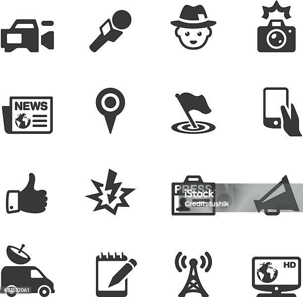 Soulico News Icons Stock Illustration - Download Image Now - Journalism, Icon Symbol, Microphone