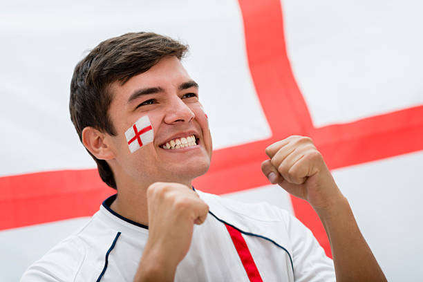 English football fan English football fan cheering for England football2014 stock pictures, royalty-free photos & images