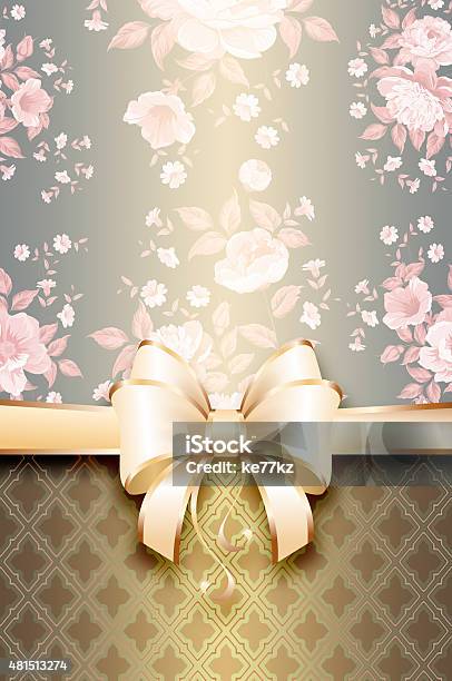 Vintage Decorative Background With Flowers And Elegant Bow Stock Illustration - Download Image Now