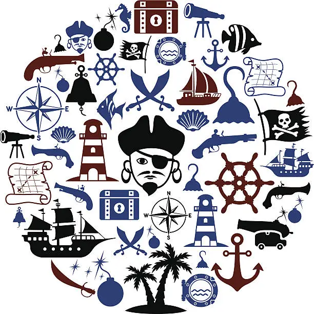 Vector illustration of Pirate Collage