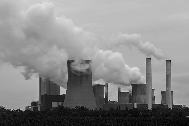 istock coal power plant in black and white 481513412
