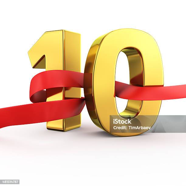 Golden Zehn Stockfoto und mehr Bilder von Zahl 10 - Zahl 10, Dreidimensional, Jahrestag