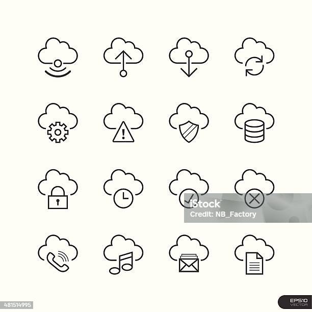 Cloud Computer Icons Set Stock Illustration - Download Image Now - Clock, Cloud Computing, Computer Key